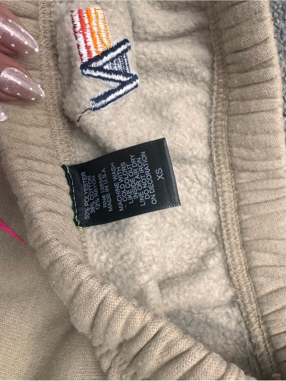 Aviator Nation Beige Joggers with Pink Lightning Bolt - Picture 3 of 8
